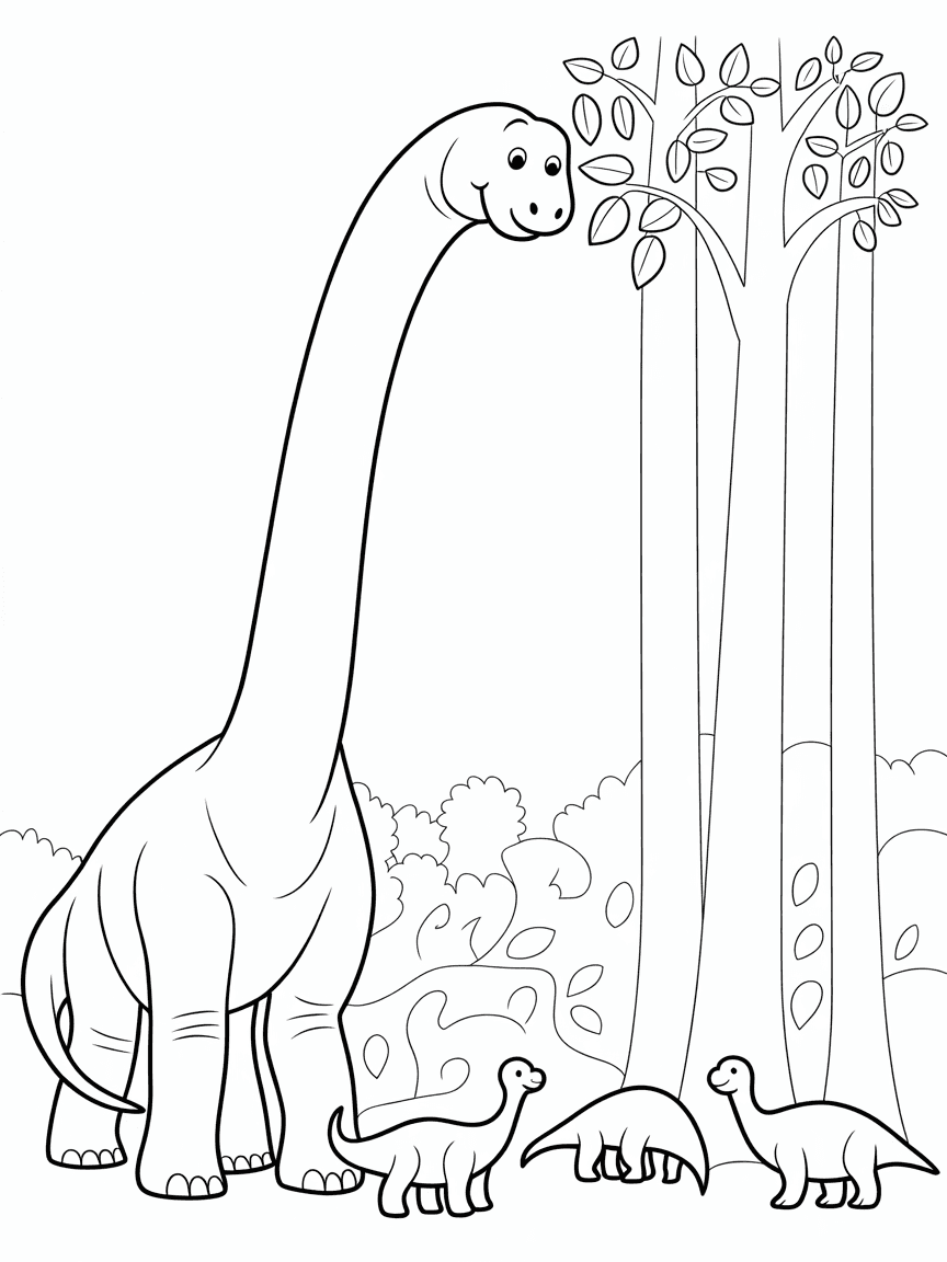 gentle long-necked Brachiosaurus stretching high